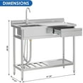 thumbnail image 5 of 47" Utility Sink Freestanding Single Bowl Laundry Sink with Hot and Cold Water Plumbing Workbench & Storage Stainless Steel Sink for Kitchen and Bathroom (Right), 5 of 8