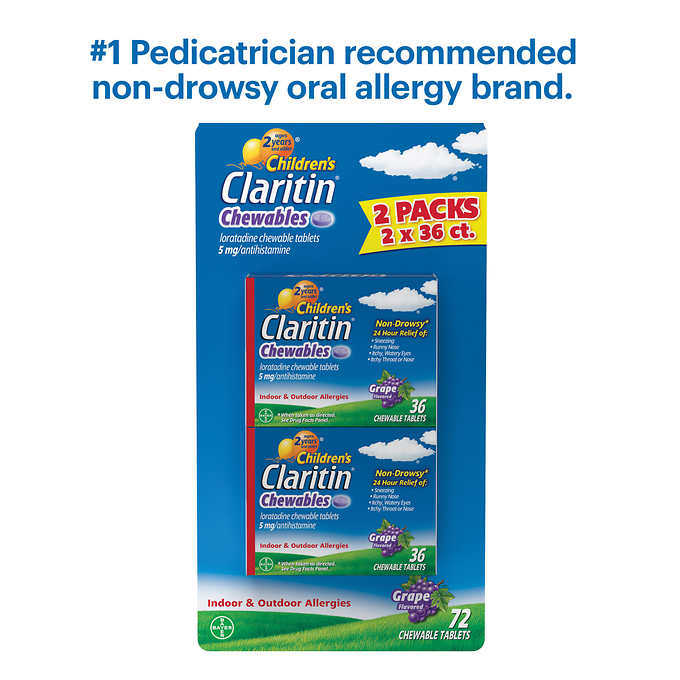 Children's Claritin Chewable 5 mg. 24 Hour NonDrowsy, 72 Grape