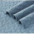 thumbnail image 4 of Chezmoi Collection Randall 3-Piece Soft Cooling Bamboo Fiber Quilt Bedspread Basketweave Quilted Coverlet Set (King, Blue), 4 of 9