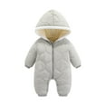 thumbnail image 2 of Zwiiyzr 2024 Baby Infant Long Sleeve Onesie Boy Girl Fluffy Jumpsuit Hooded Fleece Rompers Solid Color Cute Thick Keep Warm Bear Ear Outfits Holiday Birthday Gift Gray, 2 of 4