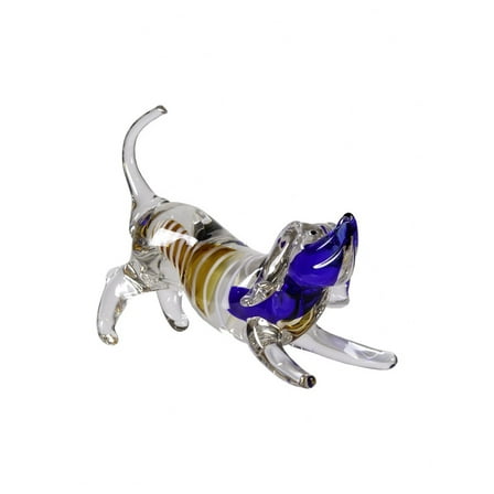 Dale Tiffany Joey Dog Modern Art Glass Figurine in White/Blue