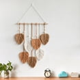 thumbnail image 3 of Tapiz de pared de macramé con hojas de ckepdyeh, estilo bohemio, para decoración del hogar, tejido estético, para habitación del hogar, decoración de boda, color caqui, 3 of 8