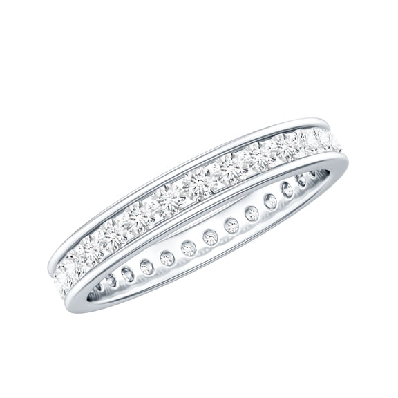 Rosec Jewels Lab Grown Diamond Anniversary Band Ring - Channel Set Eternity Ring Full (EF-VS Quality), 925 Sterling Silver, US 4.00