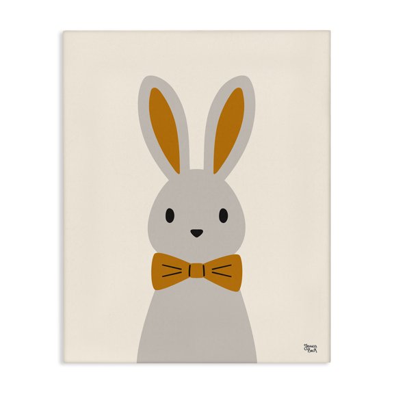 Stupell Industries Simple Rabbit with Bowtie Animals Painting Wrapped Canvas Art Print Wall Art, 16 x 20