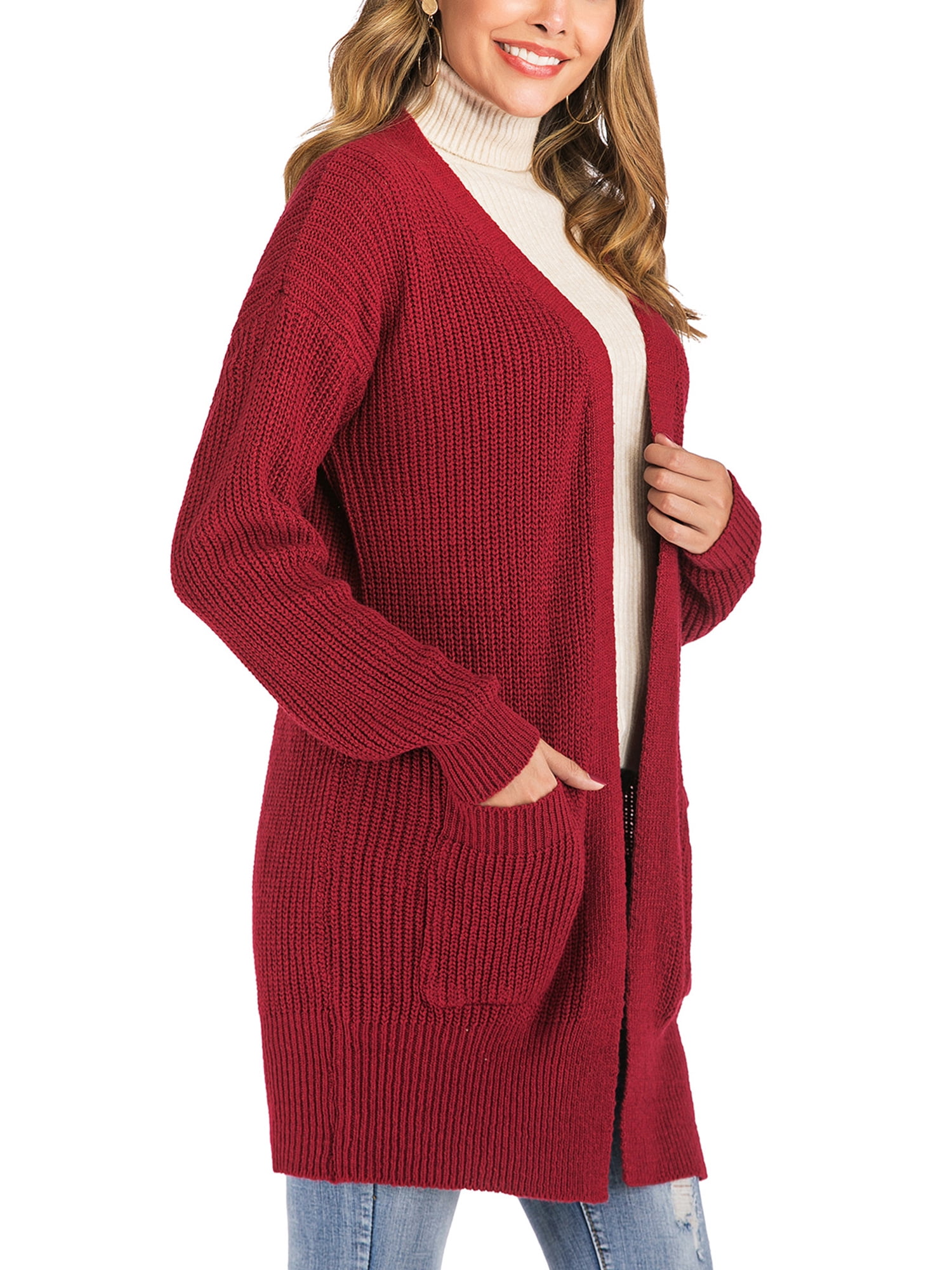solid chunky knit cardigan