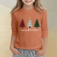 thumbnail image 2 of Girls Christmas Shirts Festive Holiday Print Long Sleeve Crewneck Tee Casual Top With Cute Seasonal Design Youth, 2 of 4