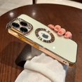 thumbnail image 1 of Funda hueca con logotipo chapado de lujo para iPhone 14, 13, 11, 12 Pro, XR, X, XS Max, 7, 8 Plus, SE3, cubierta transparente suave a prueba de golpes, 1 of 4