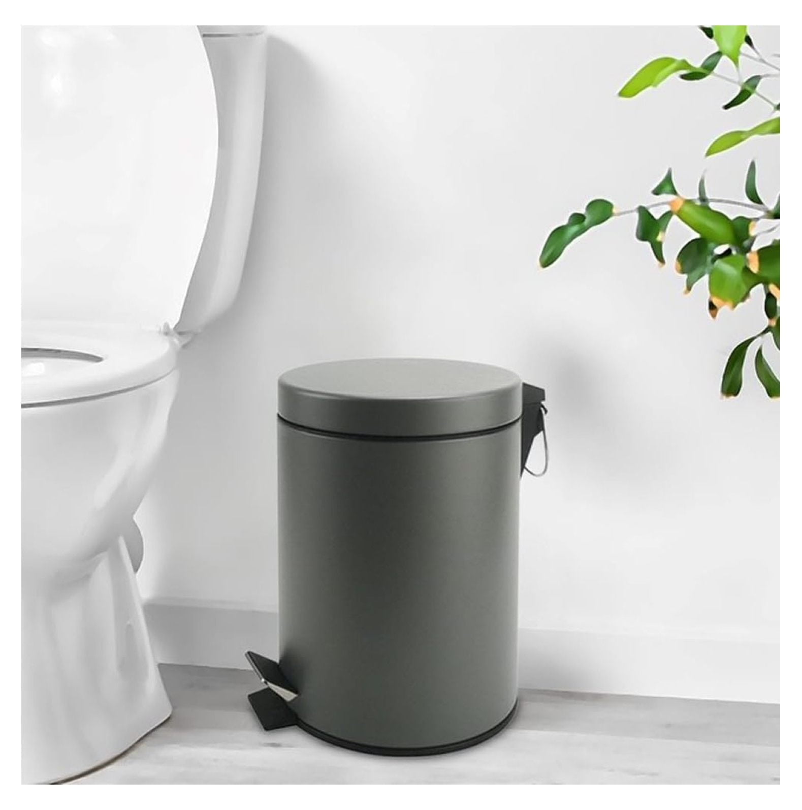 Basurero pequeño de acero inoxidable con tapa y pedal - 5 litros/1.3