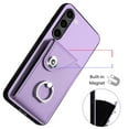 thumbnail image 6 of Wallet Case Compatible for Samsung Galaxy S22 with Card Holder, Rotation Finger Ring Kickstand Card Slots Case, Classic PU Leather Shockproof Magnetic Button Cover for Galaxy S22, Purple, 6 of 8