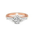thumbnail image 3 of 5 Carat IGI Certified Round Shape Lab Grown Diamond Engagement Ring | 14K Rose Gold |adison Three Stone Side Baguette Diamond Ring | FG-VS1-VS2 Quality Friendly Diamonds, 3 of 4