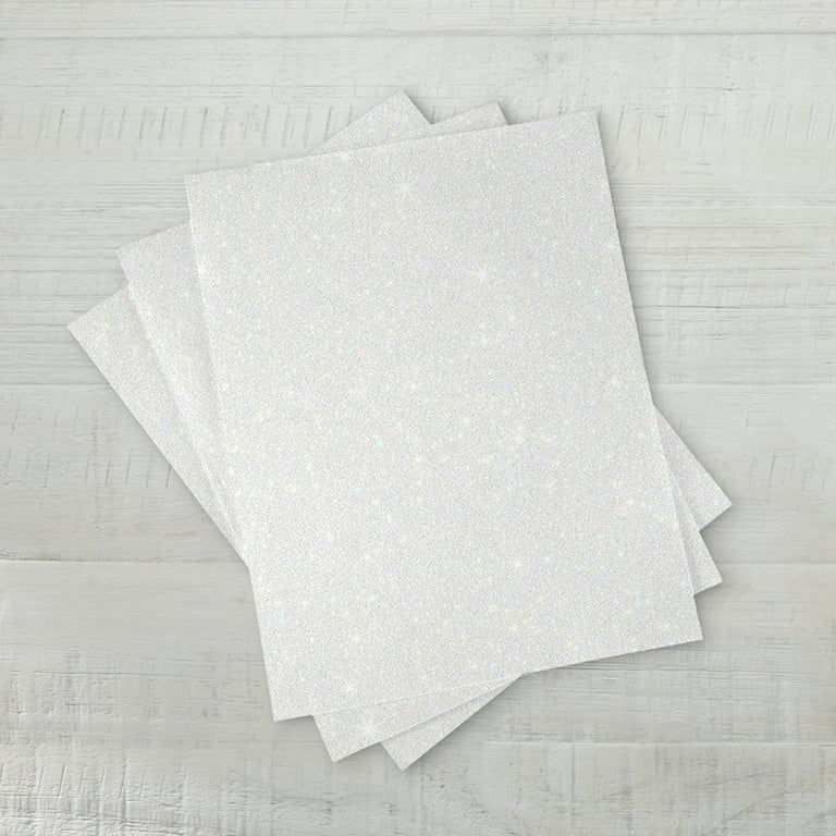 Heavyweight White Glitter Card Stock Paper for holiday paper crafts -  CutCardStock
