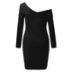 thumbnail image 3 of Gibobby Vestido sexy para fiesta Vestido de manga larga para mujer ajustado a la cadera de punto elegante casual un vestido de línea(Negro,CH), 3 of 5