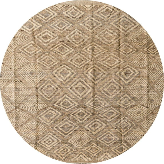 Ahgly Company Indoor Round Abstract Yellow Abstract Area Rugs, 6' Round