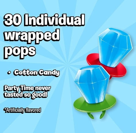 Ring Pop Individually Wrapped Cotton Candy Flavored Lollipop 30 Count Bulk Pack