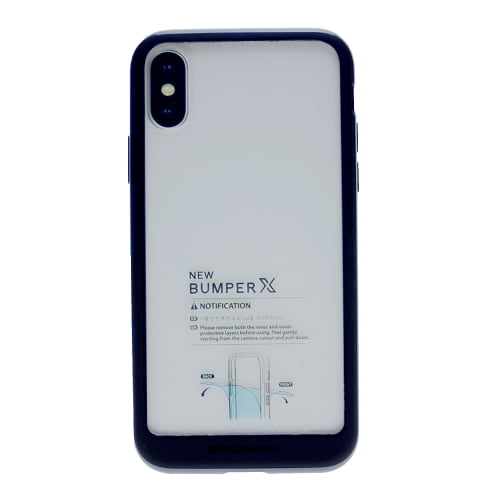 TopSave Goospery Bumper X PC Clear Back w/Color Bumper Rim Case For iPhone XS Max(6.5"), Navy blue
