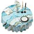 thumbnail image 1 of Nappe Ronde en Marbre Vert Sarcelle, Nappe Résistante aux Plis en Polyester, Nappes Imperméables Réutilisables pour Décorations de Mariage, d'Anniversaire et de Fête du Thé (Ronde, 60x60 Pouces), 1 of 1