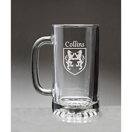 

Collins Irish Coat of Arms Glass Beer Mug (Sand Etched)