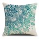 thumbnail image 3 of 4 light blue cushion covers with flowers 45cm x 45cm (18 x 18 inch), peacock blue hand painted flower pillowcases, a set of 4 square pillowcases with invisible zippers, suitable for sofas and canapes, 3 of 5