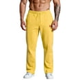 thumbnail image 2 of Mens Joggers with Pockets - Teen Boys Baggy Sweatpants, Drawstring Waist, Y2k Wide Leg Pants for Yoga & Gym Yellow S, 2 of 5