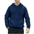 thumbnail image 2 of Sudadera con capucha para hombre, estilo informal, con capucha, color liso, mangas largas en los hombros, blusa de poliéster., 2 of 5