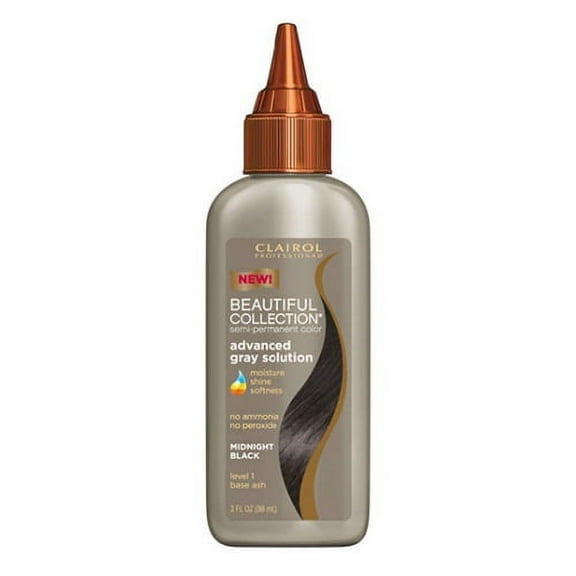 Clairol Professional Beautiful Collection Advanced Gray Solution Semi-Permanent Hair Color Midnight Black 1A 3 Oz 2 Pack