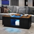 thumbnail image 3 of DWVO Modern LED Coffee Table, Large Living Room Center Tables with 2 Drawers, Rustic Brown, 3 of 8