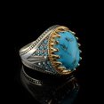 thumbnail image 1 of Anillo de piedra de ágata Natural ovalada grande Vintage para hombre, anillo de hormiga de circón rojo amarillo con incrustaciones Retro para mujer, anillo de boda, joyería turca Tan Jianjun unisex, 1 of 2