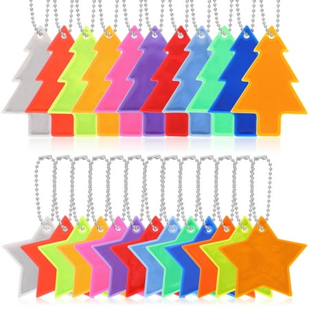 

Qumonin 24 Pcs Safety Reflector Pendants Children s Reflector Pendants Star Tree Shaped Reflector Charms for School Bag Backpack Key Pants Clothes