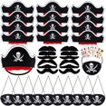 thumbnail image 1 of Set de sombreros de pirata CHRIMISS con parche de ojo de pirata y bigote, 48 piezas, para niños, 1 of 4