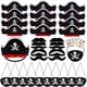 thumbnail image 1 of Set de sombreros de pirata CHRIMISS con parche de ojo de pirata y bigote, 48 piezas, para niños, 1 of 4