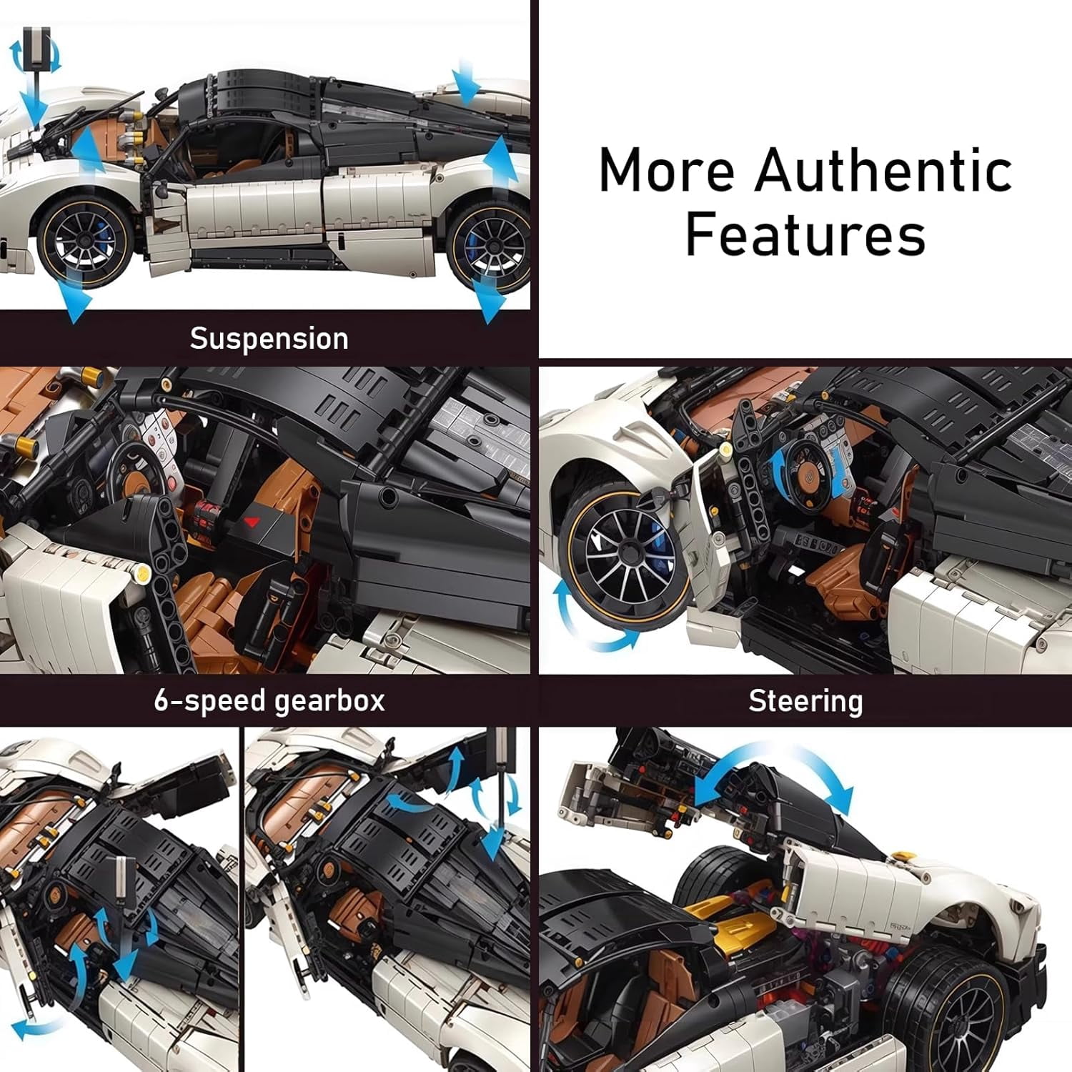 C10 Sports Car Building Set, 1:8 Scale Collectible Model Car Kits for Adults Racing Fans,with Realistic Features, LED Lights, Gift for Birthdays, Room Display (4688 PCS, A-JD118)