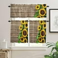 thumbnail image 2 of Kitchen Curtains and Valances Set Tier Curtains Living Room Bedroom Bathroom Farmhouse 3 Piece Set Rod Pocket,Sunflowers on a Wooden Board, 2 of 3