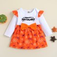 thumbnail image 2 of Vestido de malla abullonada con dibujos de arañas y mangas largas para niñas de Halloween, 2 of 6