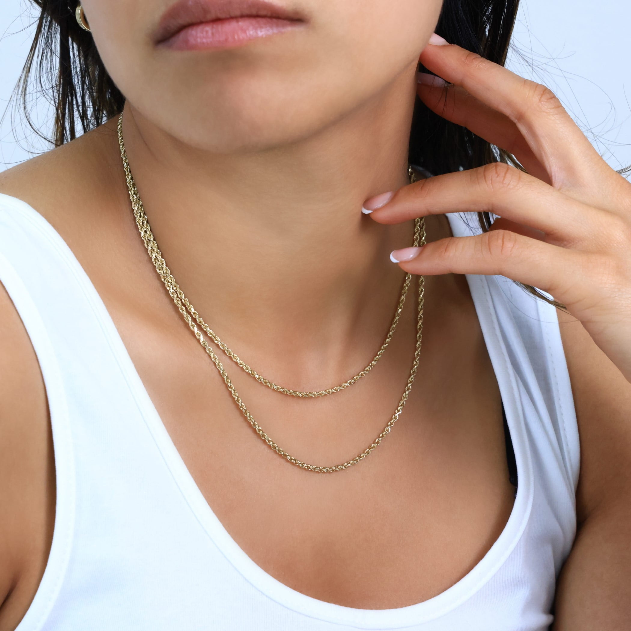 Nuragold 10k Real Yellow Gold 2mm Rope Chain Diamond Cut Necklace (16"-30") Italian Jewelry for Men & Women
