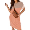 thumbnail image 3 of Fantaslook Summer Color Block Dresses for Women Crewneck Short Sleeve T shirts Dress Ribbed Dresses with Pockets, 3 of 8