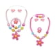 thumbnail image 4 of 2 juegos de joyas de plástico con diseño de flores, collar, pulsera, anillo, aretes, kit de joyería de dibujos animados, favor de fiesta para niñas y niños que usan, 4 of 6