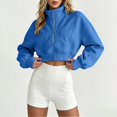 thumbnail image 5 of Gytharion Women's Plus Size Cropped Half-zip Sweatshirts Stand Collar Solid Color Soft Cozy Fashion Athleisure Pullover Tops Comfortable Basic Pullover Sweatshirts, 5 of 7