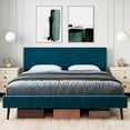 thumbnail image 2 of BEKAY Queen Size Bed Frame, Velvet Platform Bed Frame with Adjustable Headboard, Wood Slats Support, No Box Spring Needed, 2 of 7