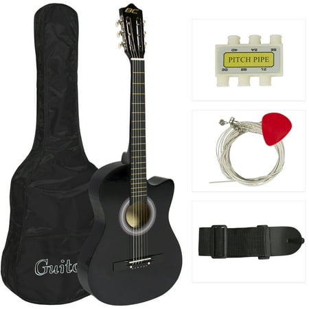 Best Choice Products 38in Beginner Acoustic Cutaway Guitar Set with Extra Strings, Case, Strap, Tuner, and Pick (Best Tuner For 5.4 Triton)
