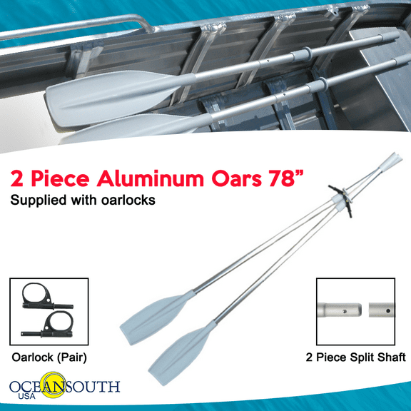 Oceansouth Pair Of Oars 78" Long With Oar Locks , Split Shaft