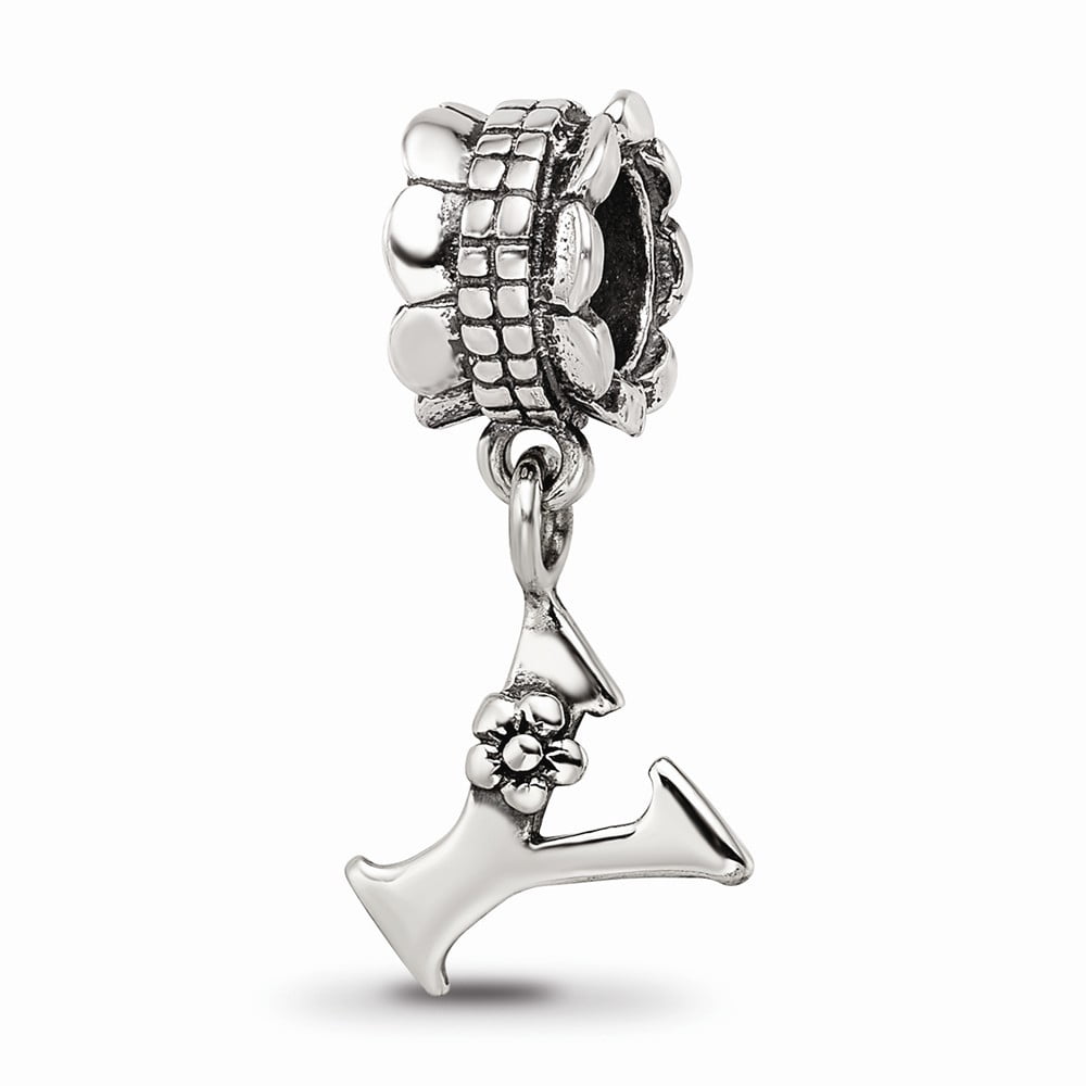 925 Sterling Silver Reflections Letter Y Dangle Bead; for Adults and Teens; for Women and Men