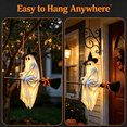 thumbnail image 5 of 5 FT DIY Hanging Swing Ghost Halloween Decor, Light-Up Flying Ghost on Broomstick with Witch Hat, Spooky Cute Outdoor Halloween Decorations for Front Porch Yard Tree, 5 of 11