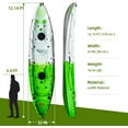thumbnail image 2 of Tandem Fishing Kayak, 12.4FT for 2-3 Adults with Paddle, Comfortable Seats, 600LBS Capacity, Hard-Shell Ocean Kayak, 2 of 7