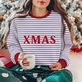 thumbnail image 2 of Cavosen Christmas Womens Sweaters Cute Crew Neck Long Sleeve Fleece Ugly Pullover Stripe Solid Loose Blouses Party Shirt Tops, 2 of 9
