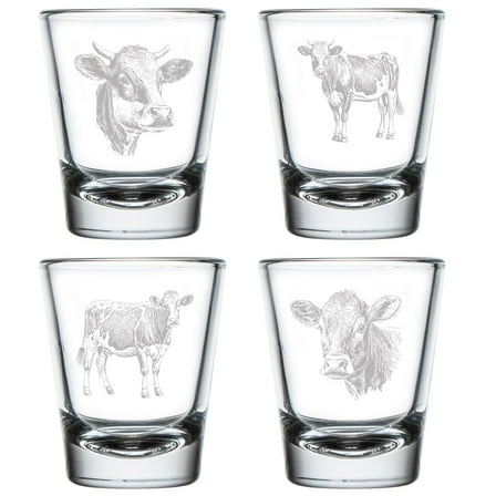 Set of 4 Shot Glasses 1.75oz Shot Glass Gift Cow Collection