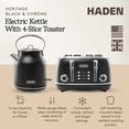 thumbnail image 2 of Haden Heritage 4 Slice Wide Toaster & Electric Water Kettle, Black & Chrome, 2 of 11