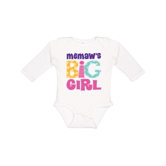 Inktastic Memaw Big Girl Girls Long Sleeve Baby Bodysuit