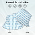 thumbnail image 5 of Disketp Blue And White Squares Print Reflective Bucket Hat Beach Hat Summer Travel Sun Hats Fisherman Cap, 5 of 8