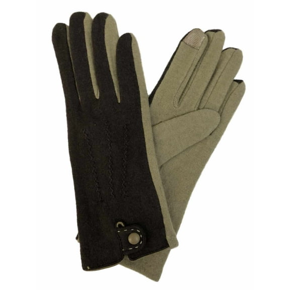 David & Young Womens Brown & Tan Color Block Stretch Fit Texting & Tech Gloves