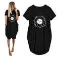 thumbnail image 5 of Puntoco Vestido De Manga Corta Con Cuello En V, Vestido Casual Suelto Con Estampado De Girasol Para Mujer Negro M, 5 of 5